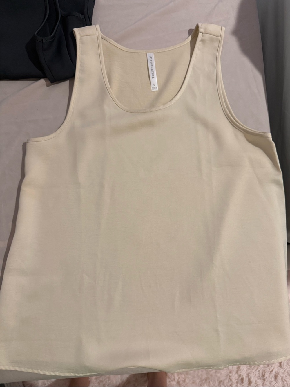 (2) Fabletics Scoop Neck Tank Top-one is Cream and the other is Dark Grey